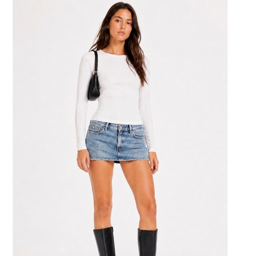 PacSun Womens 26 Denim Micro Mini Skirt Light Wash Y2K Casual Festival